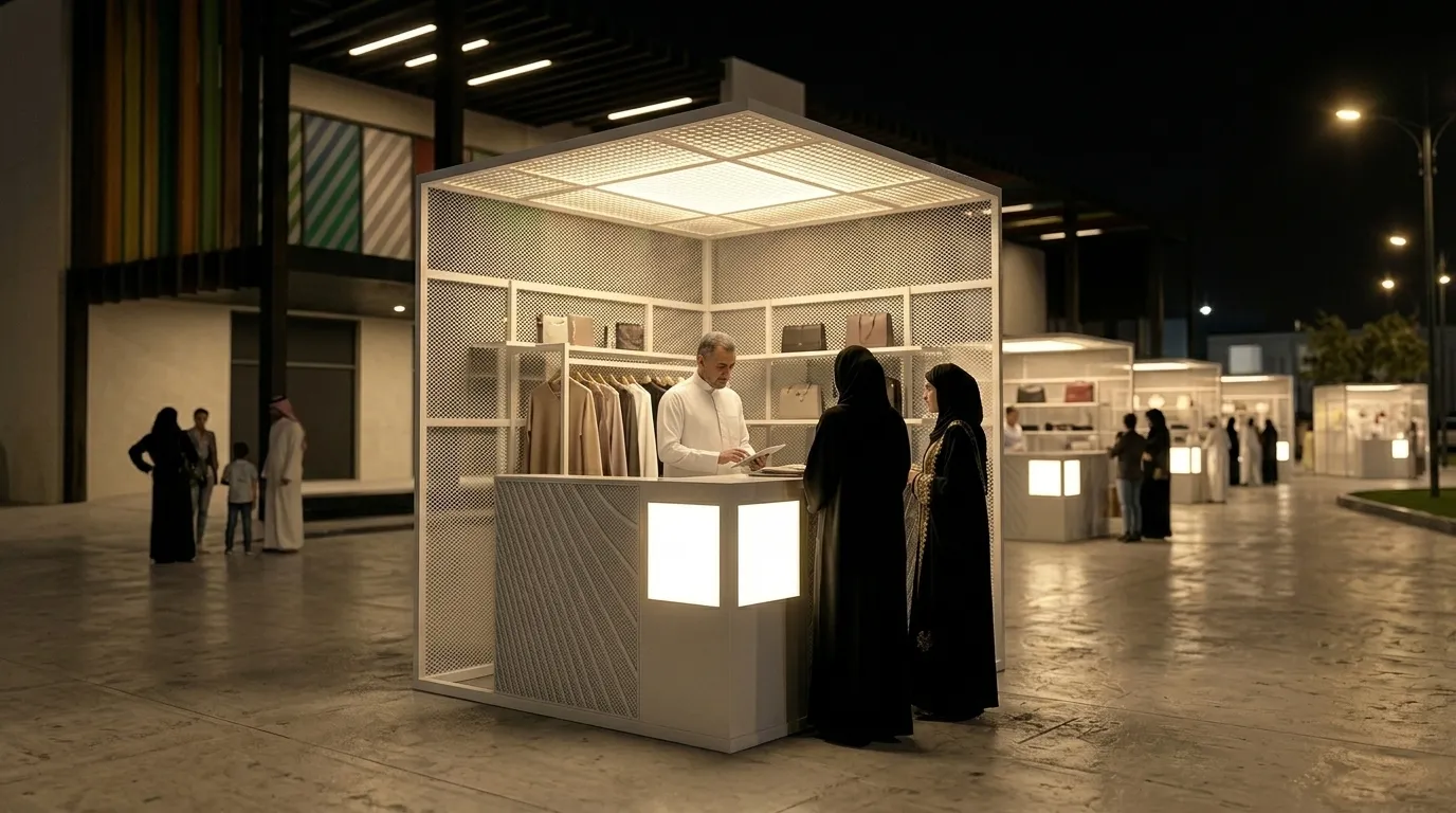 بوث E202 ليلًا مع الزوار